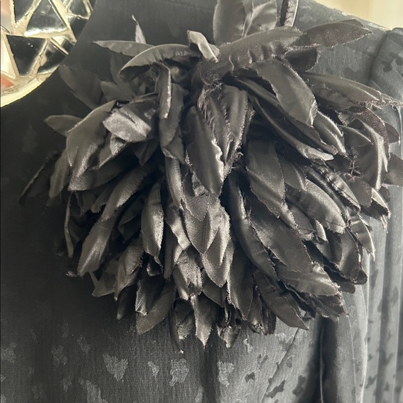 David Hayes Black Silk Women's Blazer with Leopard Print Floral Broach size 8 - Picture 3 of 10